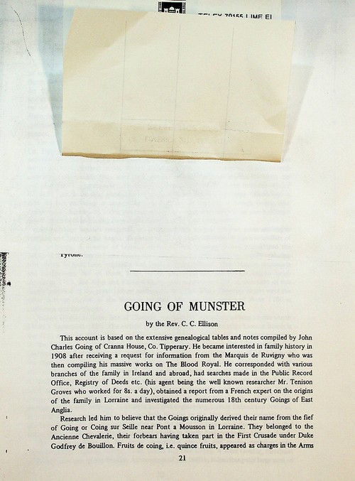 Going of Munster by C. C. Ellison [The Irish Ancestor, 1977]