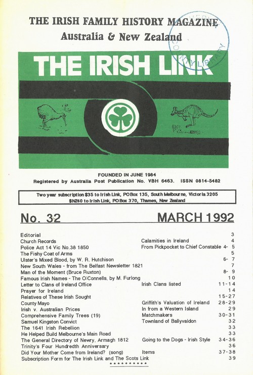 The Irish Link – The Irish Family History Magazine – Australia & New Zealand