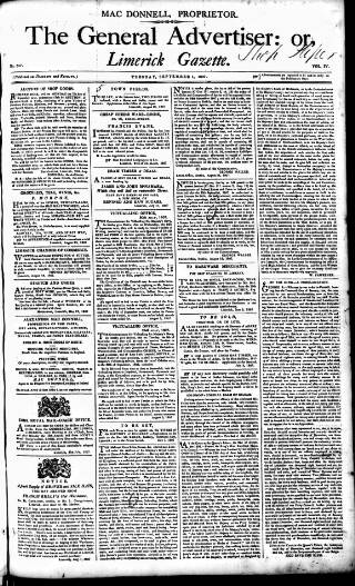 General Advertiser or Limerick Gazette