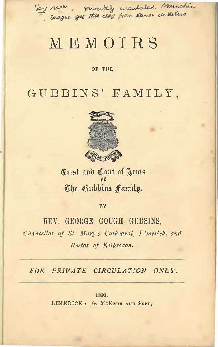 Memoirs of the Gubbins Family by Rev. George Gough Gubbins