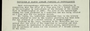 Extract from County Council minutes re offer of site for Memorial Library.