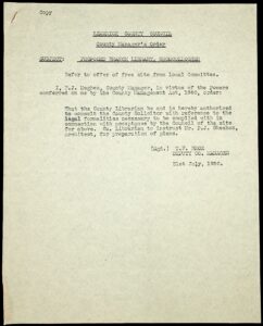 Authorisation from Co. Manager for Co. Librarian to prepare plans for library.