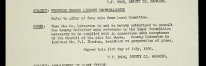 Manager’s order for Co. Librarian to proceed with necessary consultations.
