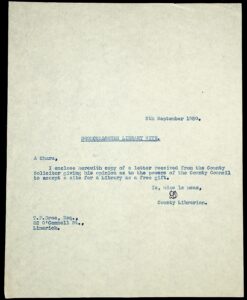 Note accompanying no. 7b, to Co. Manager from Co. Librarian.