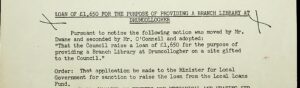 Extract from Co. Council minutes ordering request to Minister for permission to raise loan.