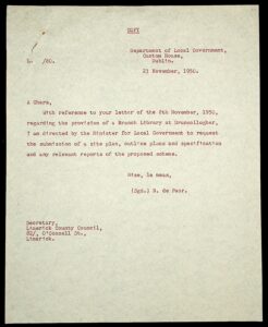 Request to Council from Dept. of Local Government for plans and specs.